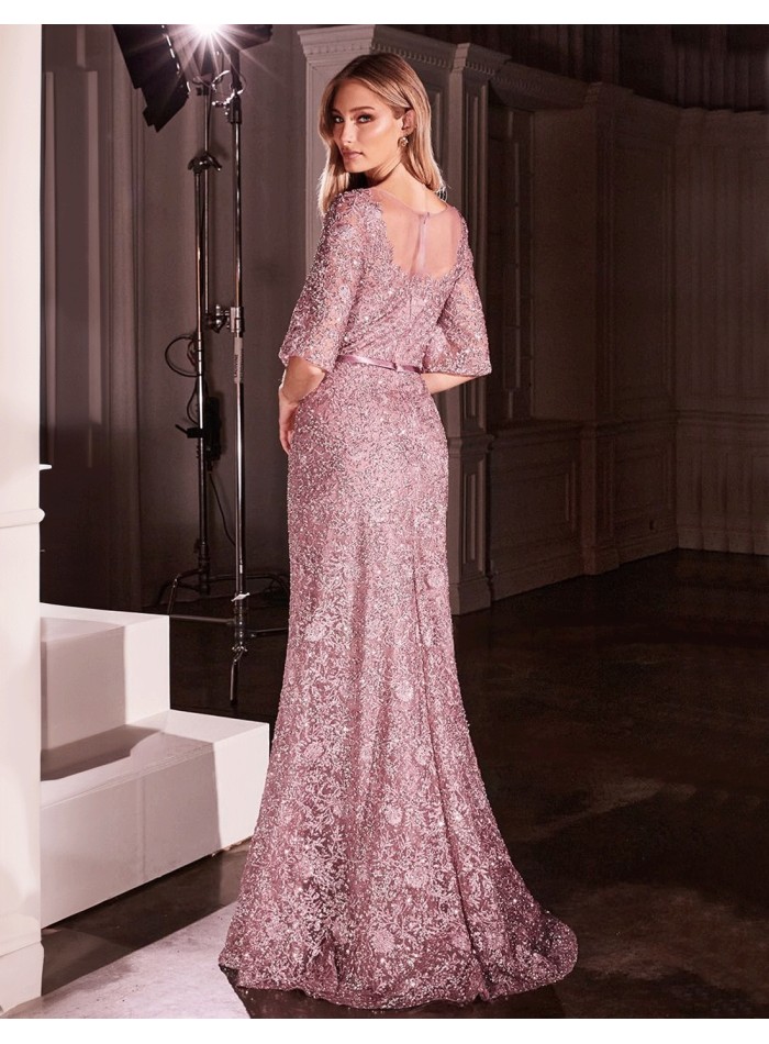 Robe de soirée longue pour invitée en dentelle...