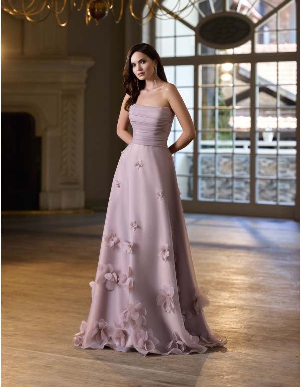 Vestido largo para invitada con flores y bolero desmontable 2