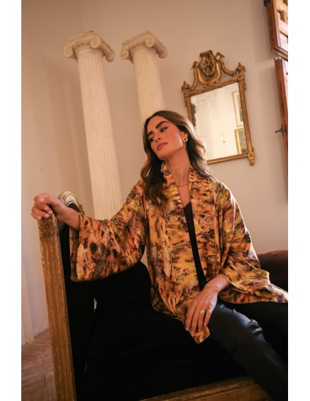 Kimono estampado floral corto