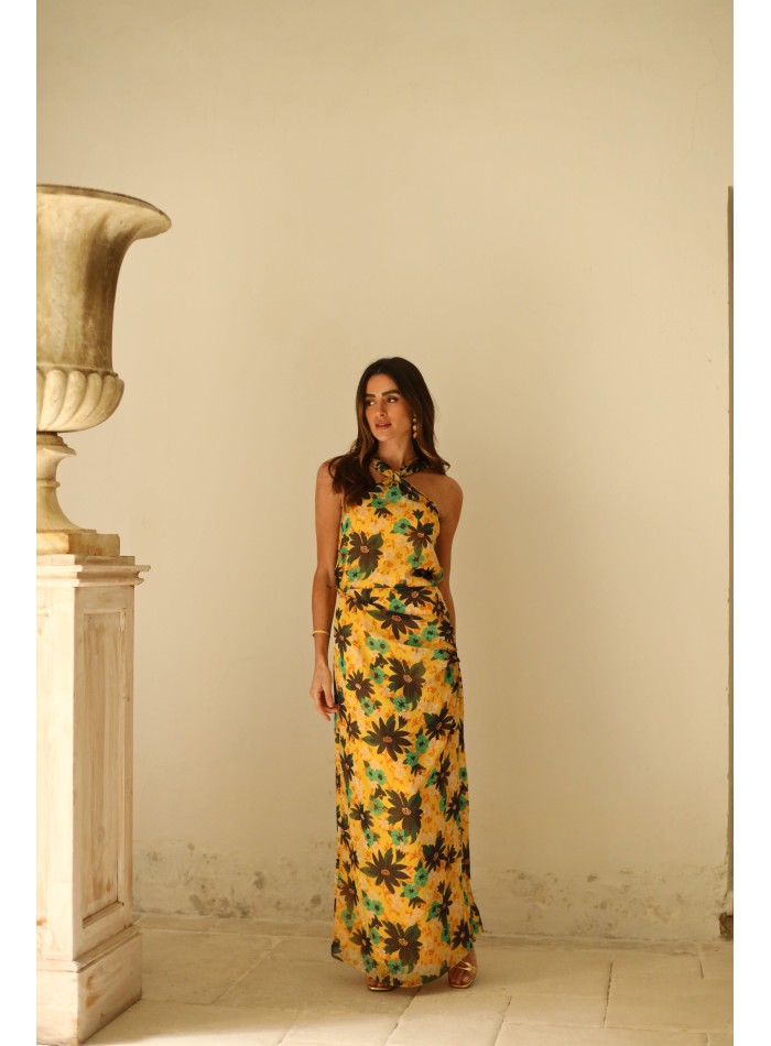 Top de invitada estampado floral cuello halter