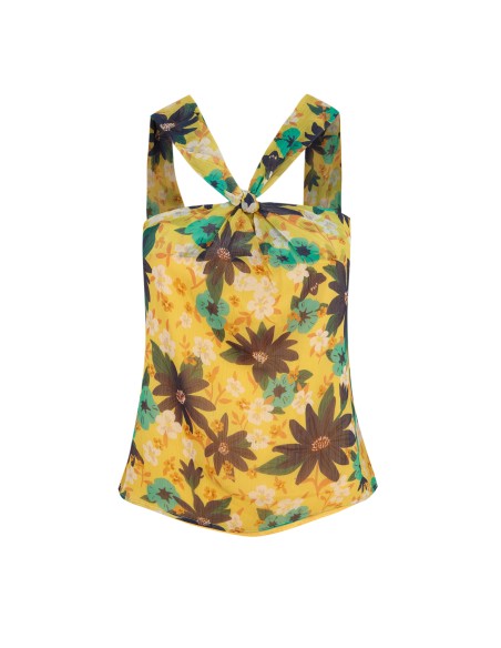 Top de invitada estampado floral cuello halter