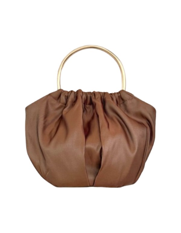 Bolso de mano en mikado de seda con asa dorada