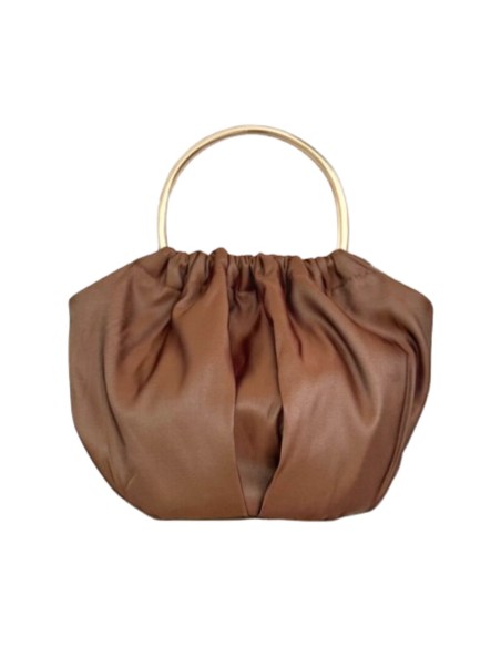 Pochette en soie mikado avec poignée dorée