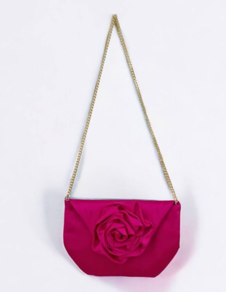 Bolso de mano con detalle maxiflor y cadena interior dorada
