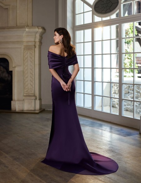 Long ball gown with bolero, draped corset and detachable overskirt