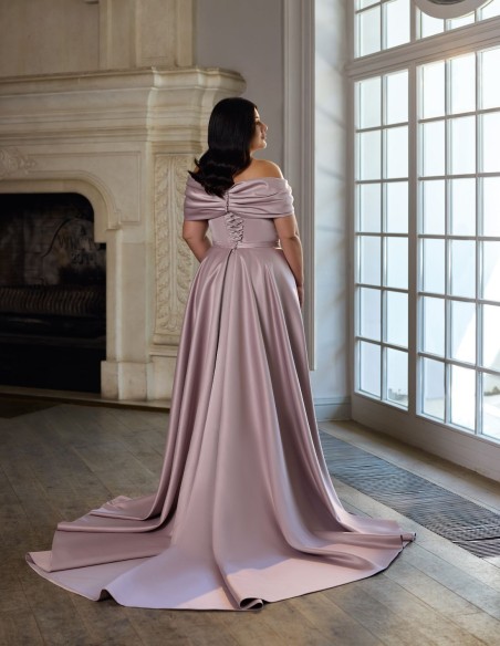 Long ball gown with bolero, draped corset and detachable overskirt