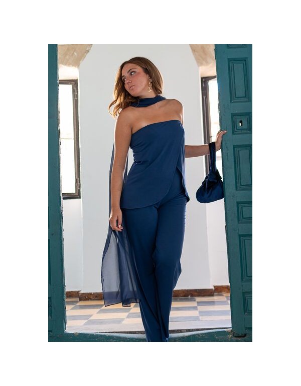 Navy blue strapless party top 2