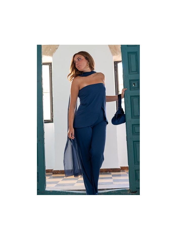 Navy blue strapless party top