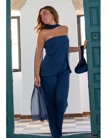 Navy blue strapless party top