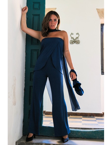 Navy blue strapless party top