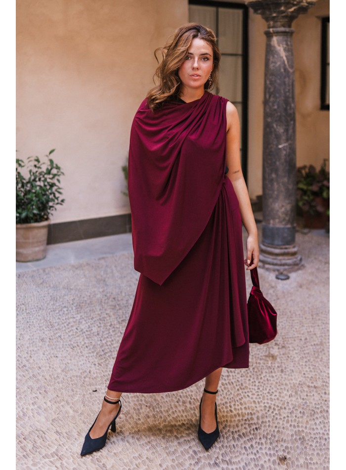 Burgundy midi crossover skirt