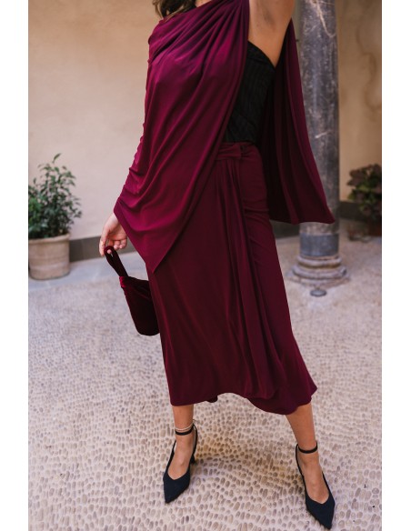 Burgundy midi crossover skirt