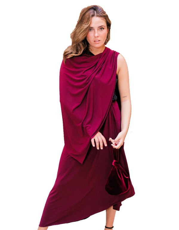 Bordeaux silk knitted cape 2