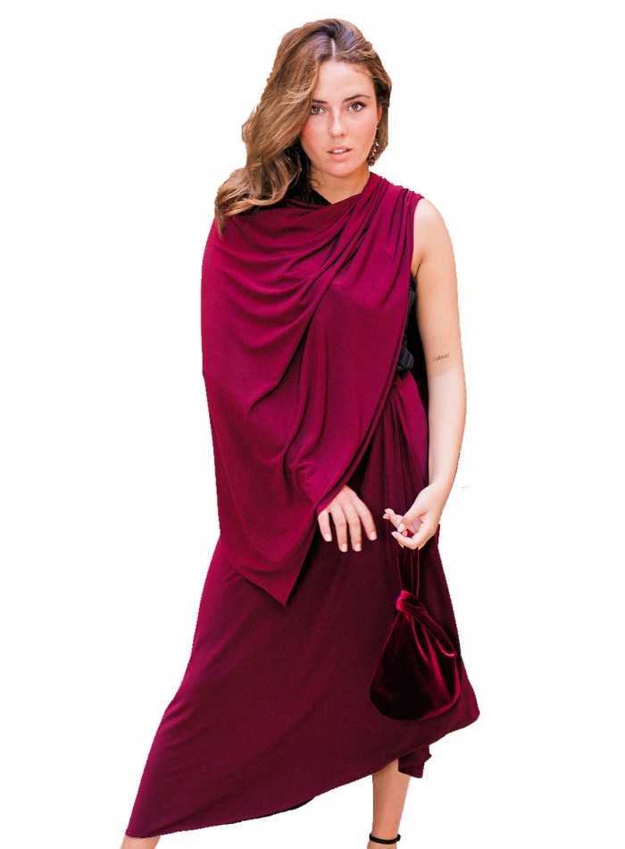 Bordeaux silk knitted cape