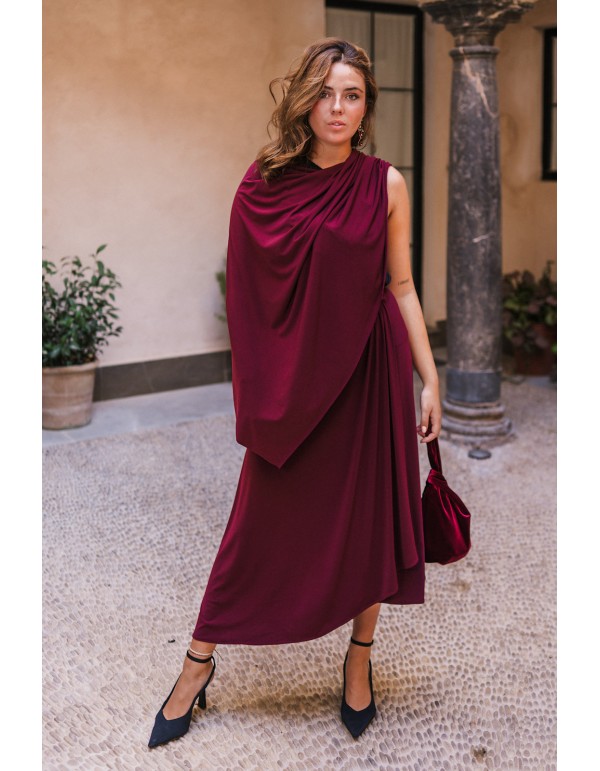 Bordeaux silk knitted cape