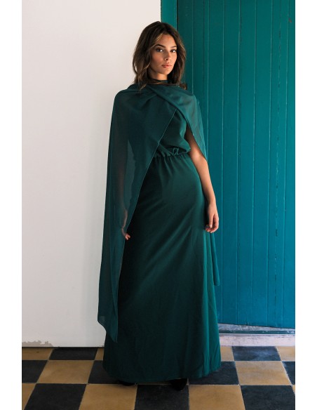 Vestido de fiesta largo con cuello halter y espalda descubierta