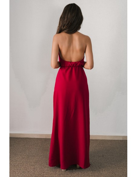 Robe d'invité longue, dos ouvert et décolletée