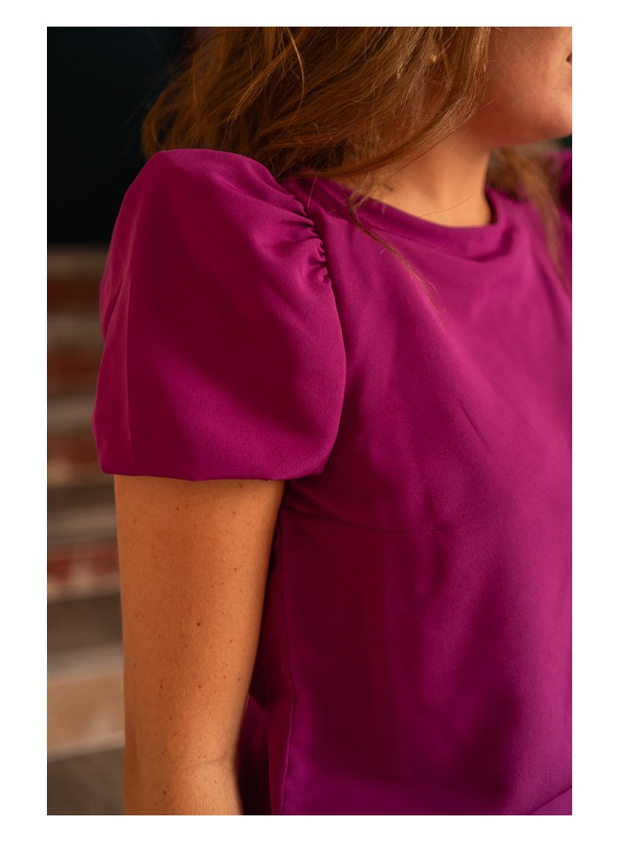 Short sleeved blouse with round neckline...