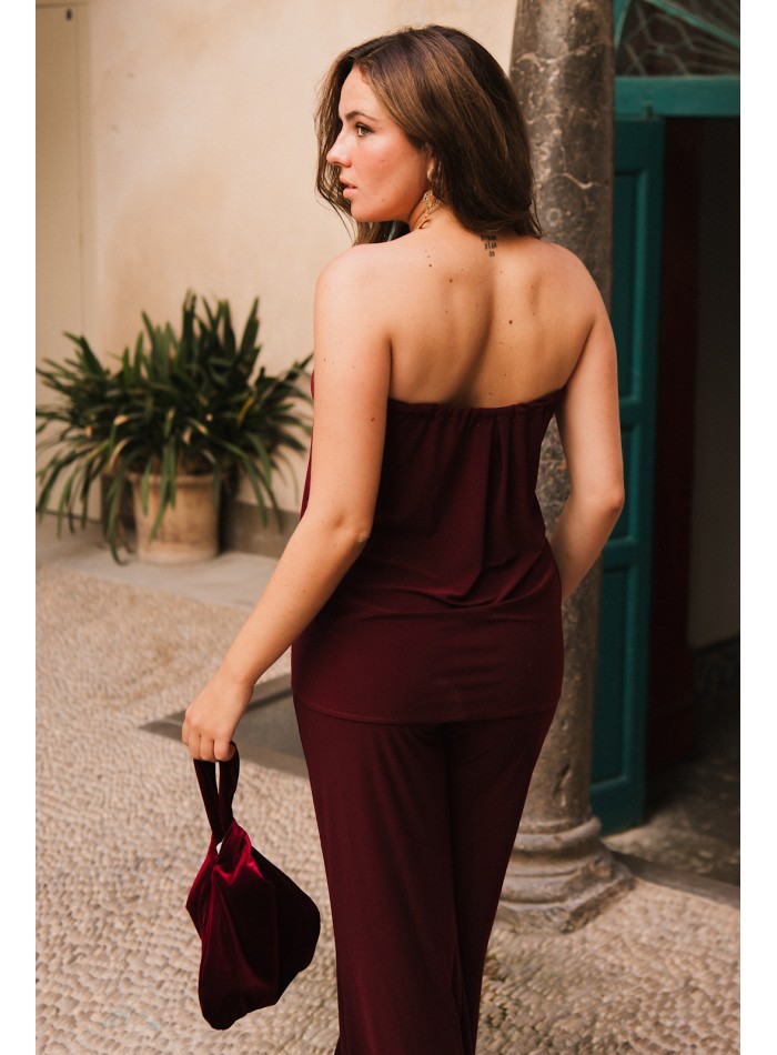 Burgundy strapless party top
