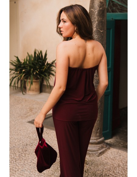 Burgundy strapless party top