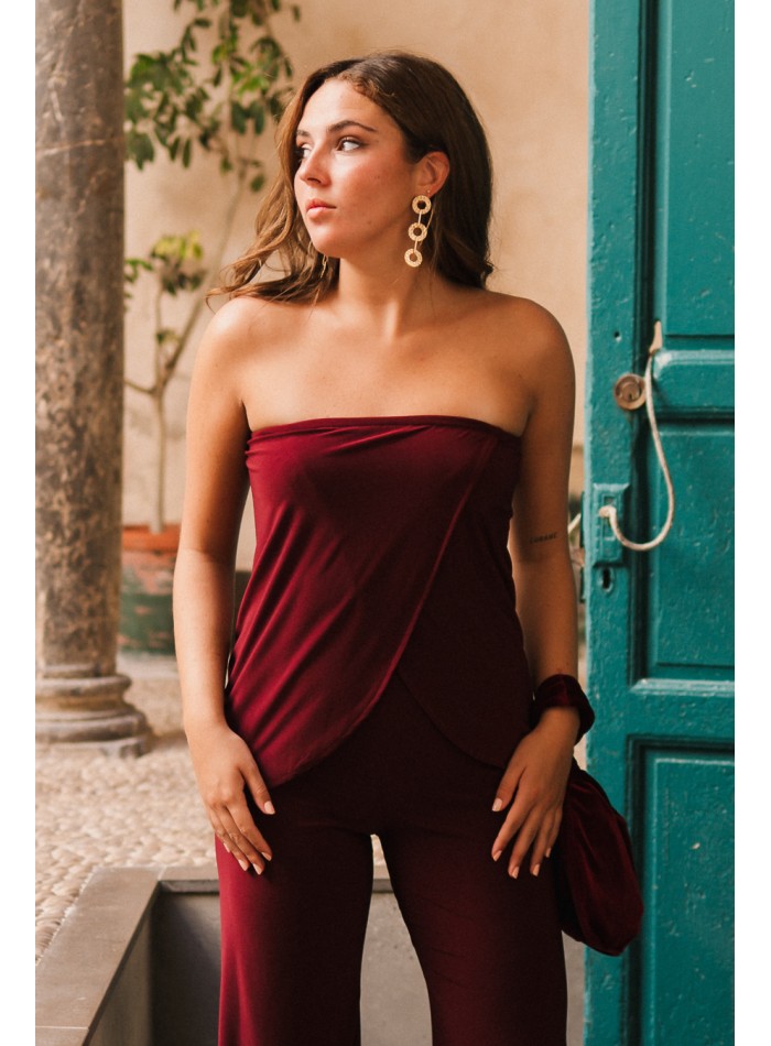 Burgundy strapless party top