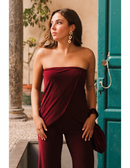 Burgundy strapless party top