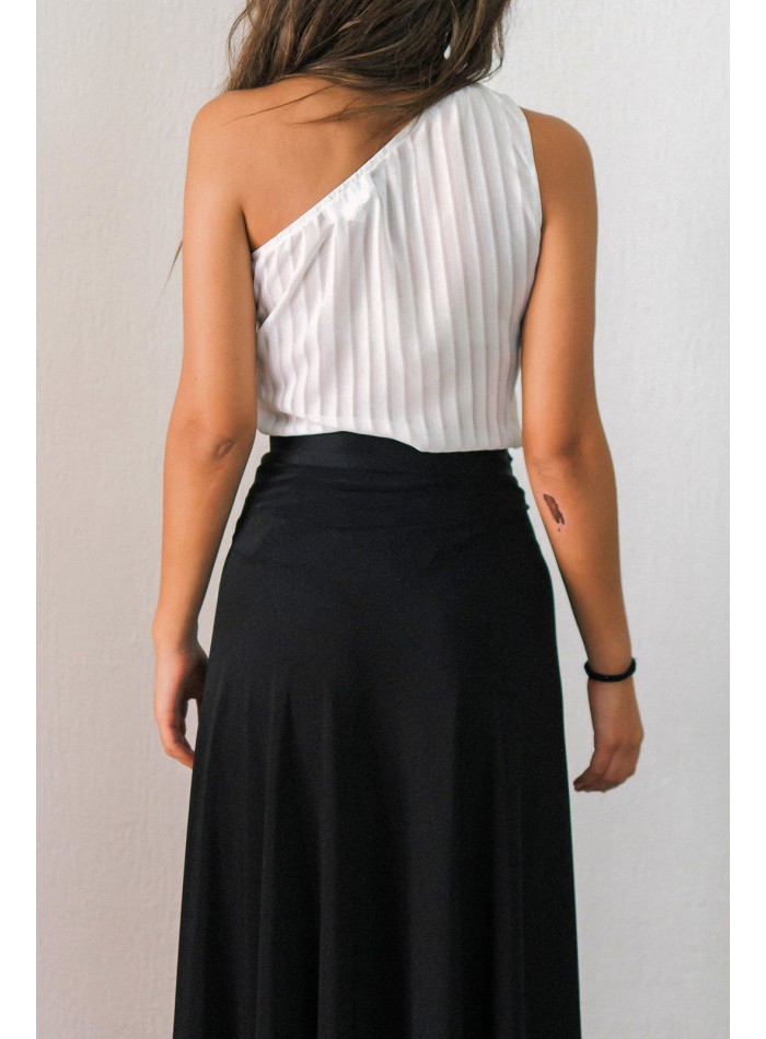 White chiffon blouse with lacing detail