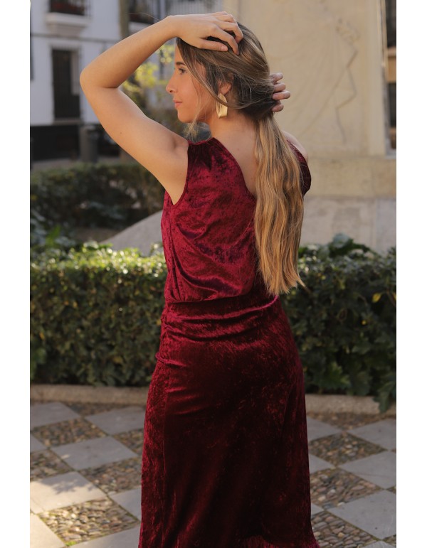 Burgundy velvet guest blouse 2