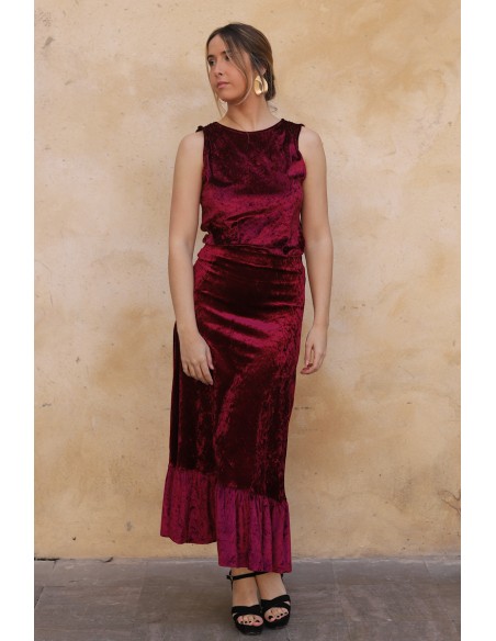 Blouse d'invité en velours bourgogne