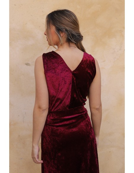 Burgundy velvet guest blouse
