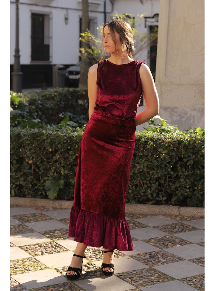 Burgundy velvet guest blouse