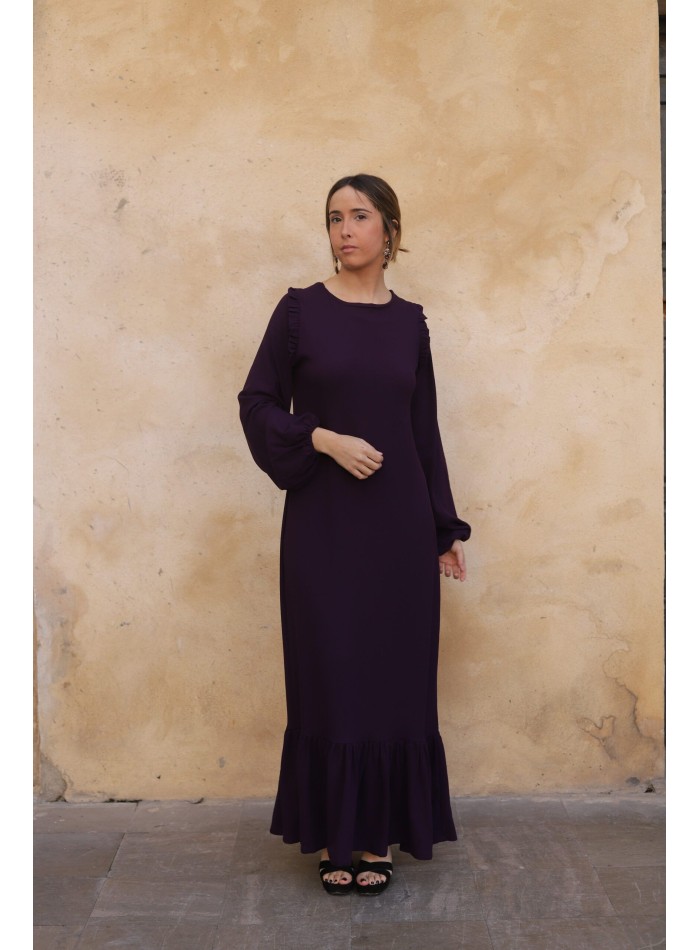 Robe longue d'invité aubergine