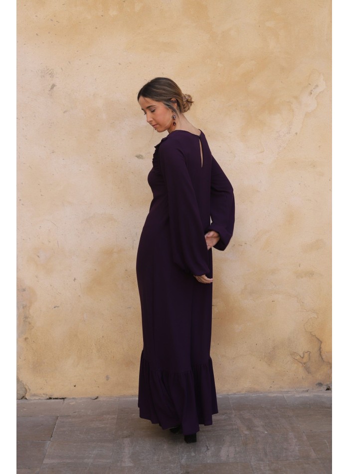 Eggplant long guest dress