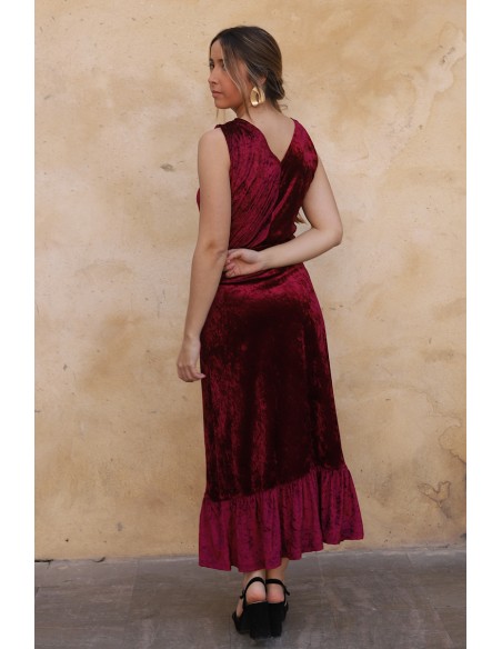 Long burgundy velvet skirt