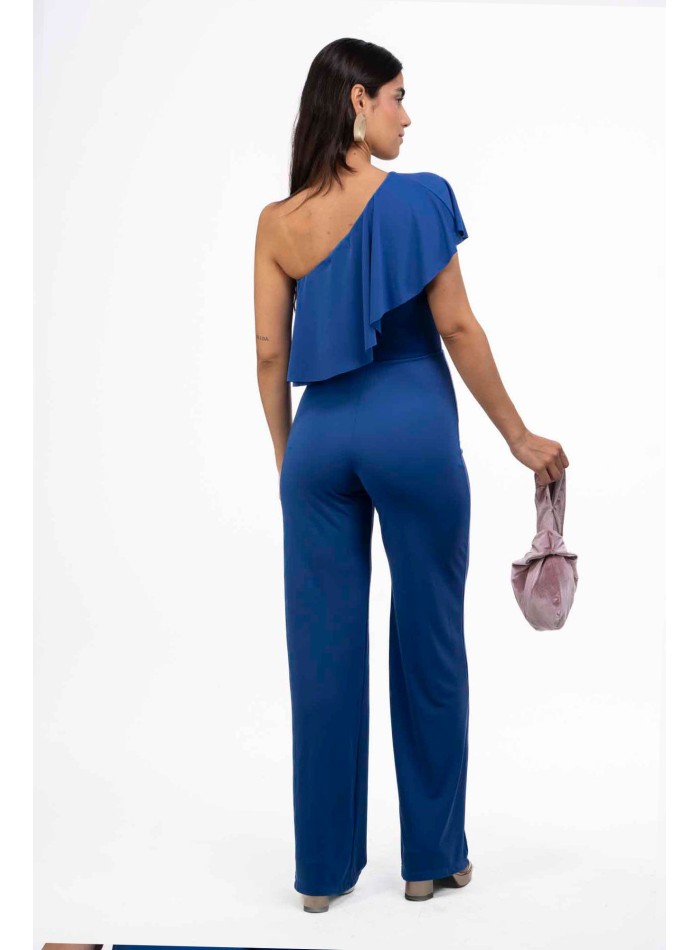 Asymmetrical blue guest jumpsuit