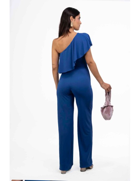 Asymmetrical blue guest jumpsuit