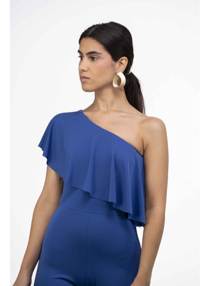 Mono de invitada azul asimétrico