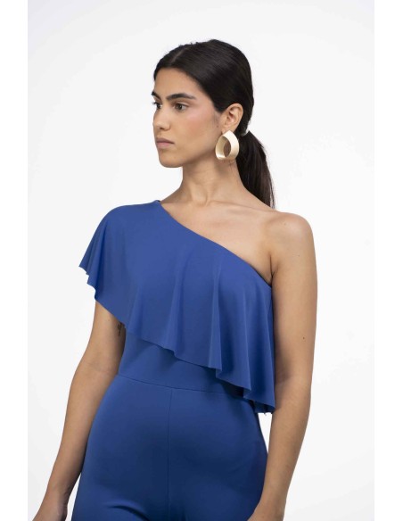 Mono de invitada azul asimétrico