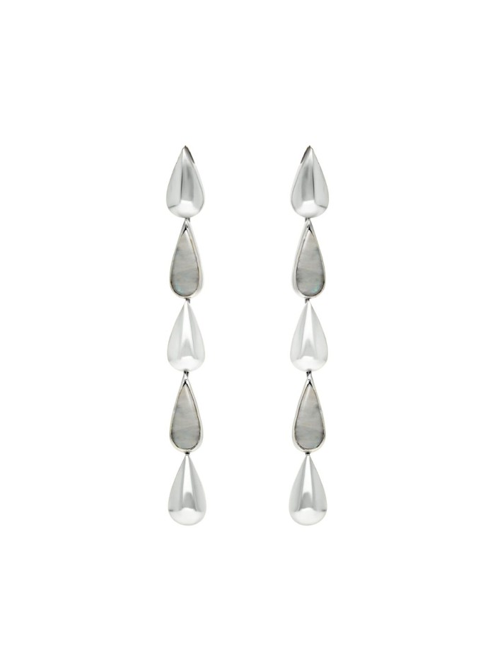 Sterling silver long earrings with moonstone -...