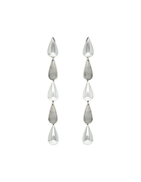 Sterling silver long earrings with moonstone - Invitada Perfecta