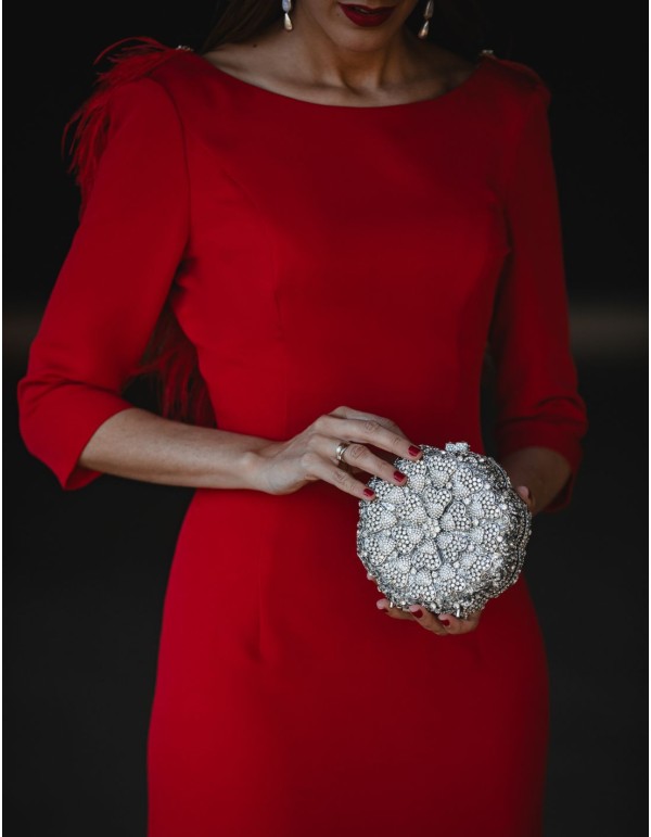 Jewel clutch in the shape of a flower with crystals -...