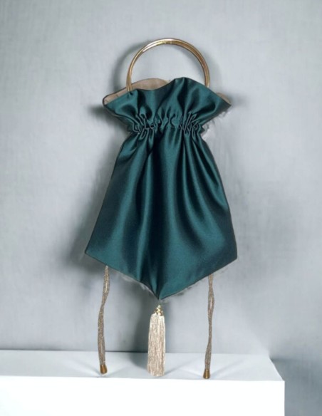 Chapeau melon de fête avec cerceau et franges en satin tissé