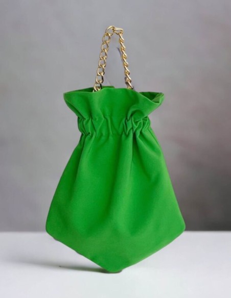 Smooth party bag with short braided golden chain