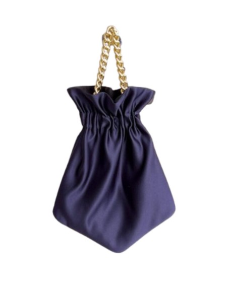 Sac de fête lisse avec chaîne courte tressée et dorée