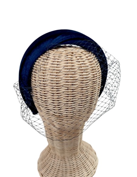 Diadema para invitada azul marino acolchada para eventos