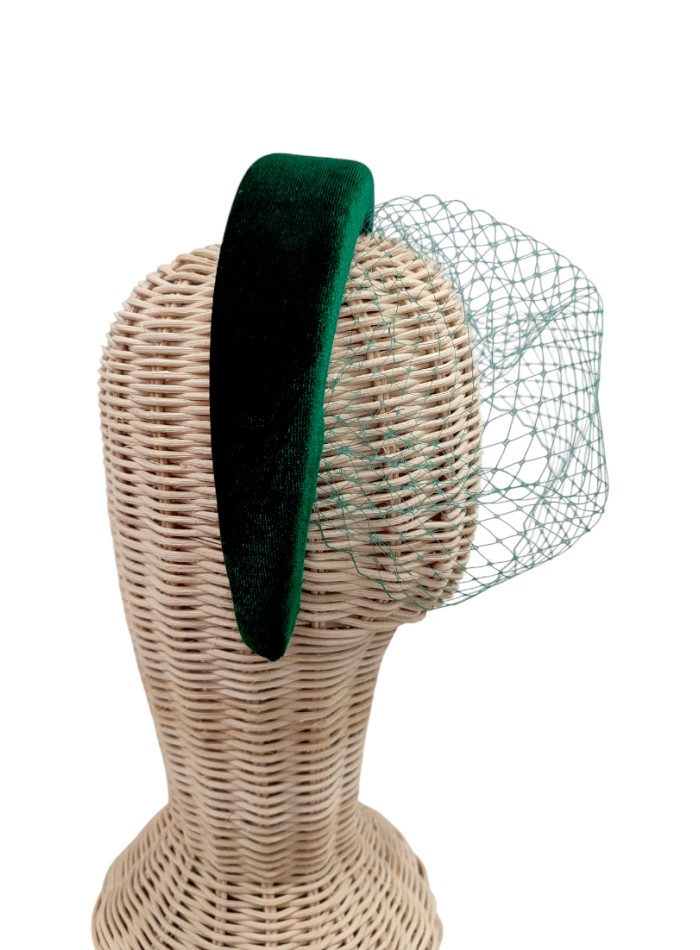 Quilted guest headband in bottle green