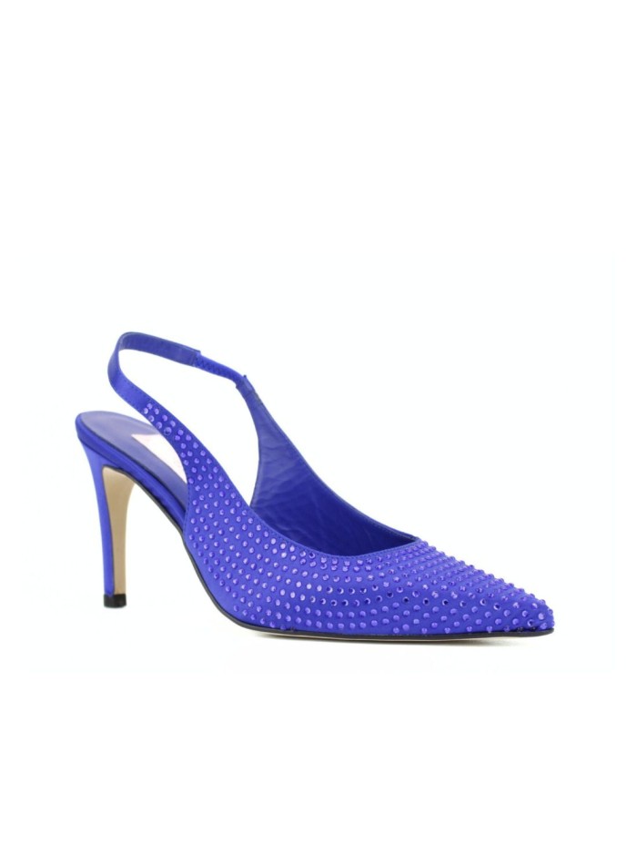 Zapatos destalonados de tacón fino en azul...