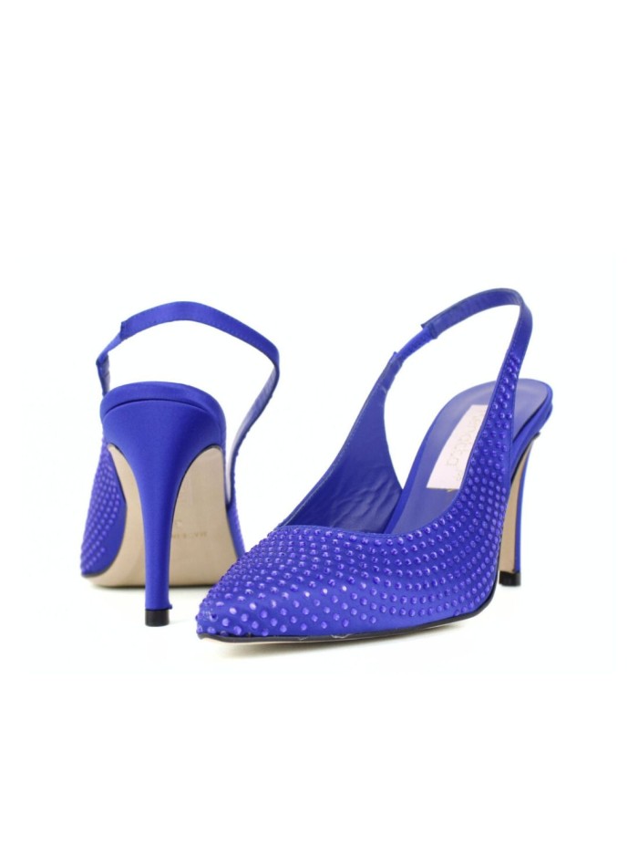 High heeled pumps in klein blue with glitter