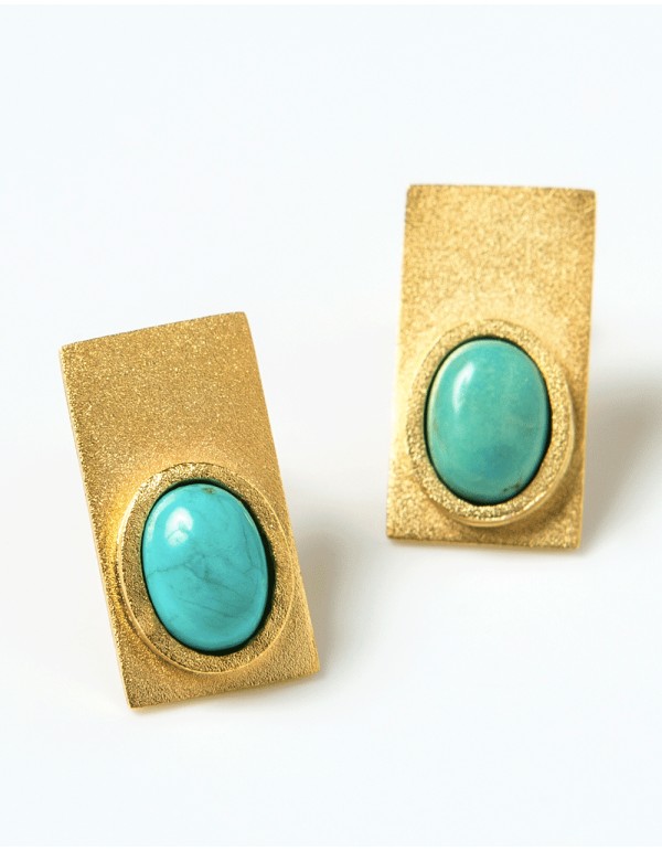 Rectangular earrings with coloured stones 2