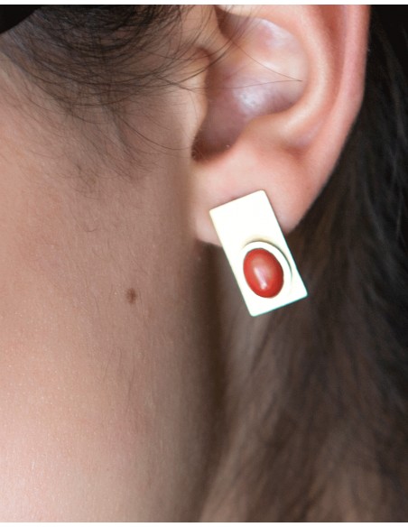 Pendientes rectángulo con piedras de color para eventos